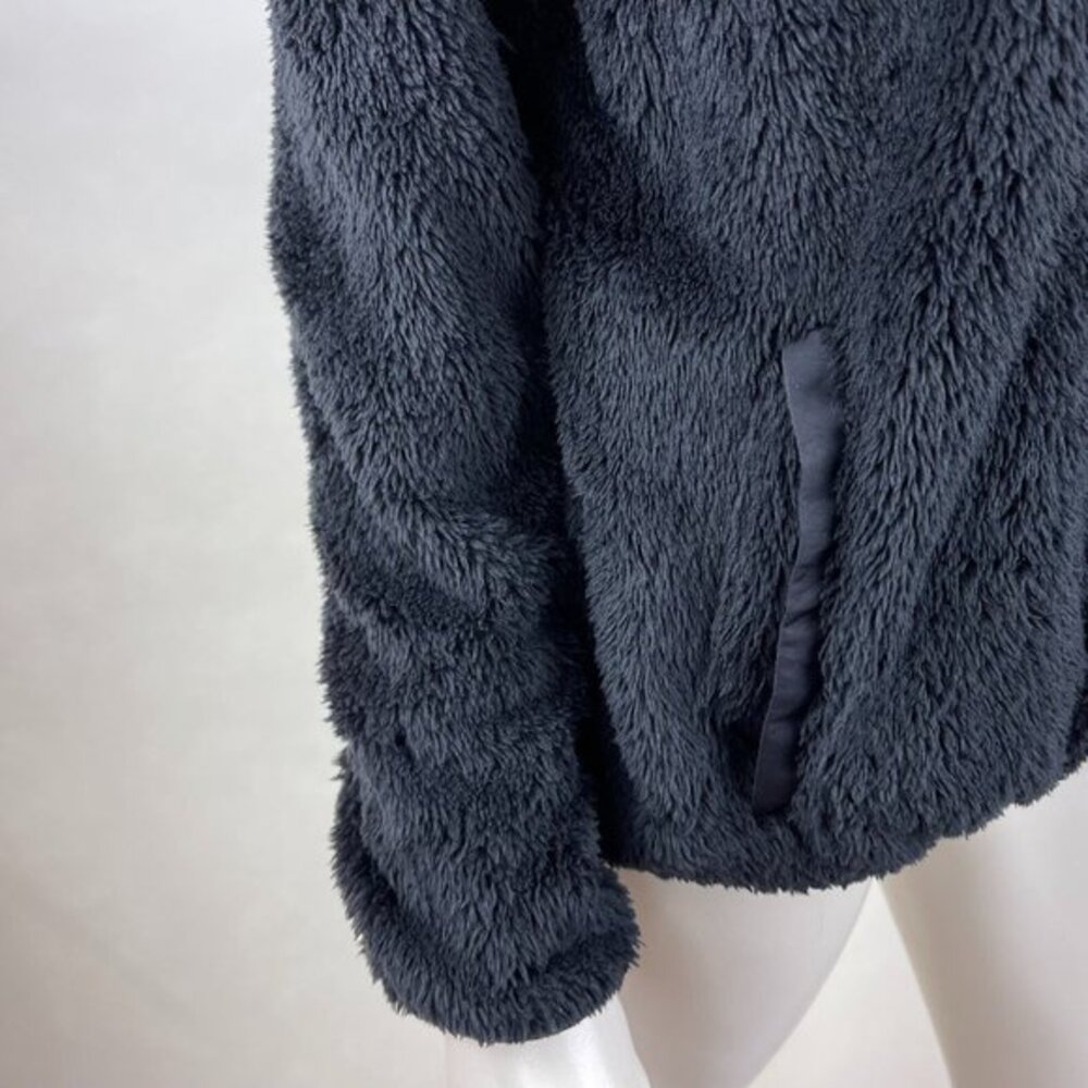 ZYIA Teddy 1/4 Zip Pocket Jacket Long Sleeve Lined Collar Pullover Black Women M - Picture 8 of 13